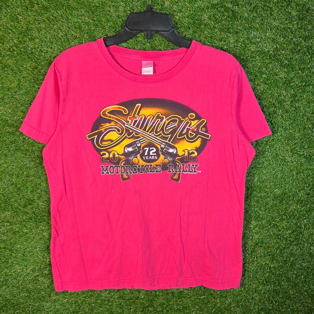 LAT Sturgis Motorcycle Rally 2012 72‎ Years Pink Graphic T-Shirt Womens Large